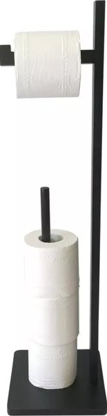 Kinghoff 2in1 Bambuszfa Wc Kefe Állvány Wc Papír Tartóval - Fekete KH-1749