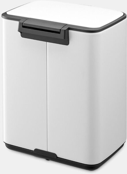 Brabantia Bo Pedal Bin pedálos hulladékgyűjtő szagmentesen záródó Soft-Close fedél, karcsú, négyzetes forma, műanyag tartály, 4L - A méret, acél, fehér