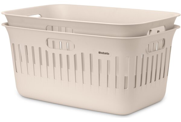 BRABANTIA Collect-It szennyeskosár szett 2x40L fogantyúkkal szellőző nyílásokkal újrahasznosított műanyag világos bézs - 247781 BR247781