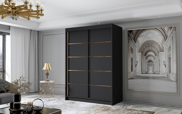 LUNGO IV gardróbszekrény, 120 cm – fekete