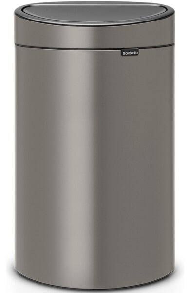 BRABANTIA Touch Bin New Soft-Touch nyomófedeles hulladékgyűjtő belső tartállyal ovális 40L - L méret acél platinaszürke - 114908
