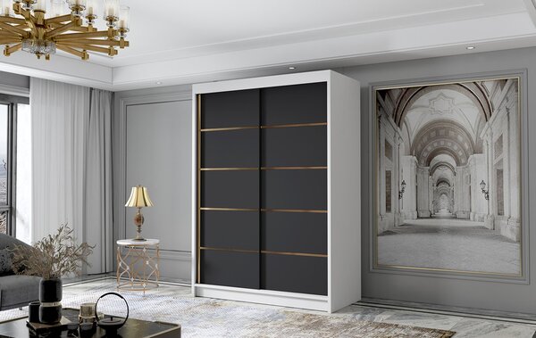 LUNGO IV gardróbszekrény, 120 cm – fehér/fekete