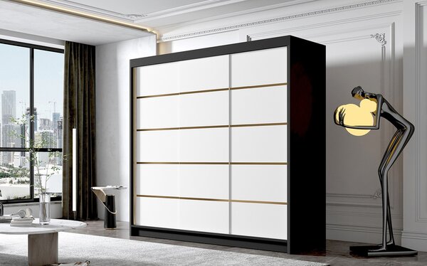 EVO VII gardróbszekrény, 200 cm – fekete/fehér