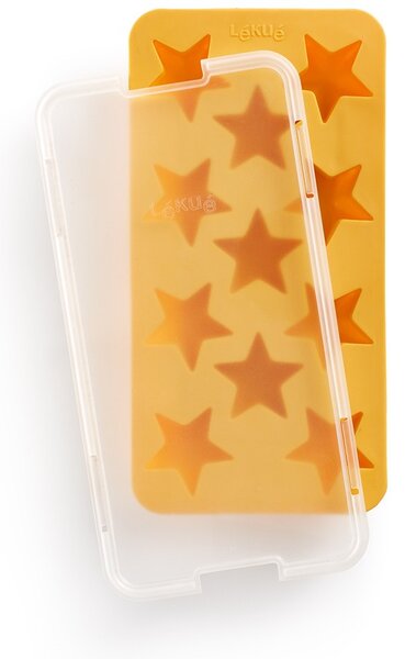 LÉKUÉ Star Ice Cube Tray csillag alakú jégkockatartó fedéllel 11db sárga LK882425