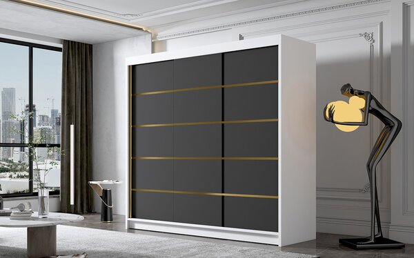 EVO VII gardróbszekrény, 200 cm – fehér/fekete