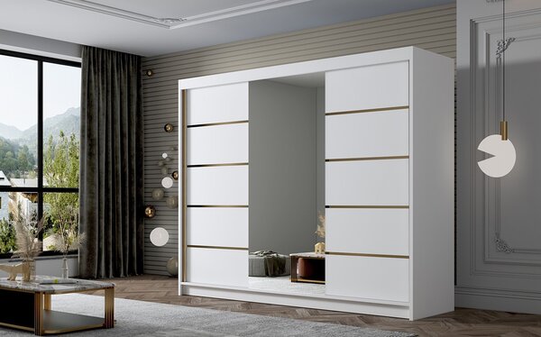 EVO VI tolóajtós gardróbszekrény 200 cm - fehér