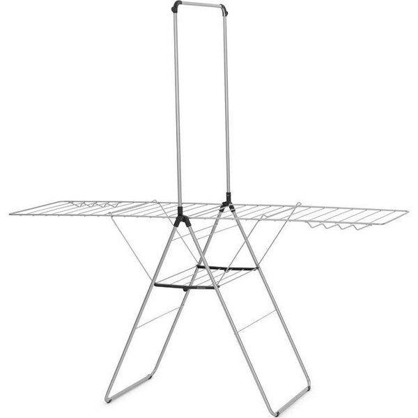 Brabantia HangOn Drying Rack ruhaszárító állvány, 25m szárítási hossz, felhajtható vállfa tartórúddal, 8db ruhaakasztó kampó, 12+10kg teherbírás, összecsukható, acél, metál szürke - 403545