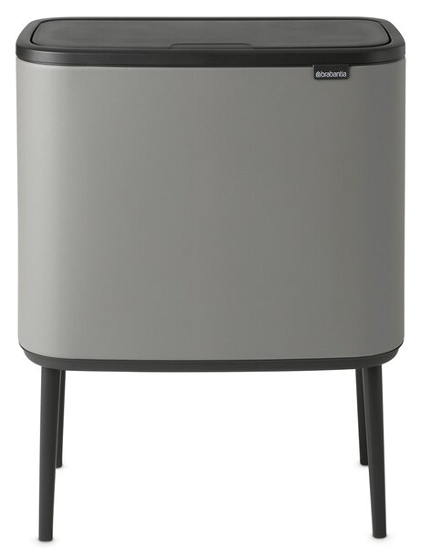 BRABANTIA Bo Touch Bin nyomófedeles hulladékgyűjtő magasított lábakon álló műanyag tartály 36L - R méret acél betonszürke ásványi textúra - 127205