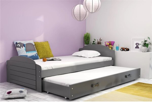 LILI gyermekágy kihúzható fekvőhellyel, 90×200 cm – grafit Szürke