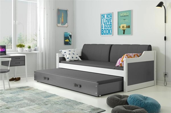 David gyermekkanapé kihúzható fekvőhellyel, 90×200 cm – fehér Rózsaszín