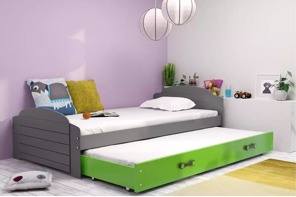 LILI gyermekágy kihúzható fekvőhellyel, 90×200 cm – grafit Szürke