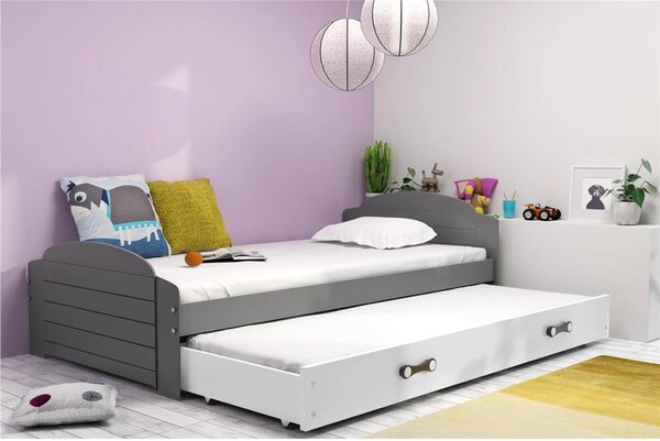 LILI gyermekágy kihúzható fekvőhellyel, 90×200 cm – grafit Szürke