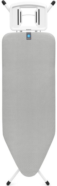 Brabantia Solid Steam Iron Rest vasalódeszka 1240x450mm - C méret, fix vasalótámasz, D=22mm fehér váz, metalizált szürke huzat - 238864