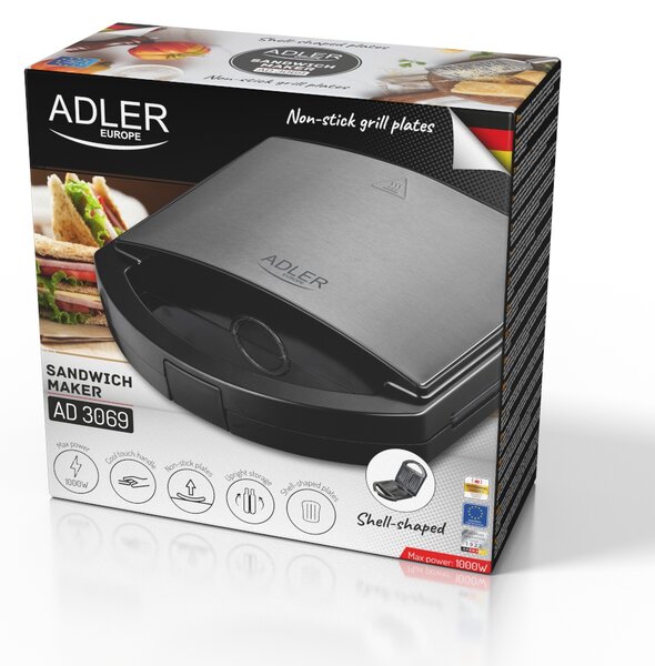 Adler AD 3069 Szendvicssütő - Fekete
