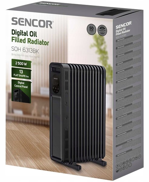 Elektromos olajradiátor Sencor SOH6313BK 2500W 57x43,6x22,6cm 13 tagos