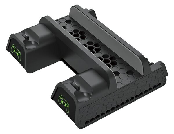 FroggieX Cooling Charging Stand & Storage PS4 hűtő + dupla töltő állvány + játék tartó fekete (FX-P4-C3-B)
