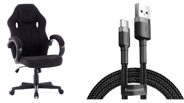 SENSE7 Prism gamer szék - textil, fekete + USB kábel