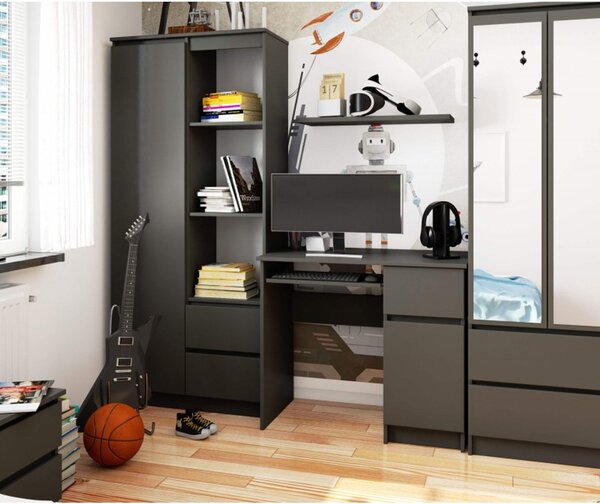 PIKSEL számítógépasztal, jobb oldalas, szürke