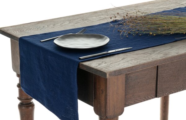 Tom Linen asztali futó – Mosott tengerészkék, 40x140 cm