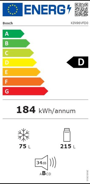 Bosch KIN96VFD0 beépíthető kombinált hűtőszekrény