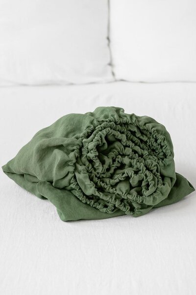Magic Linen Forest Green nevű len lepedő Méret: 160 x 200 x 23 cm