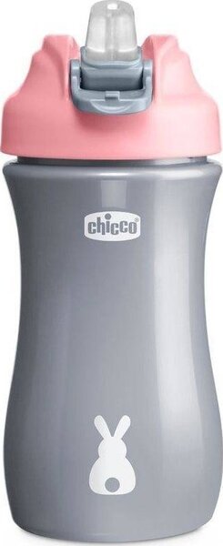 Chicco Kids Pop-Up Cup csöpögésmentes szilikon szívószálas kulacs, cseppmentes ráppatintós záródással. 24m+ 350 ml rózsaszín