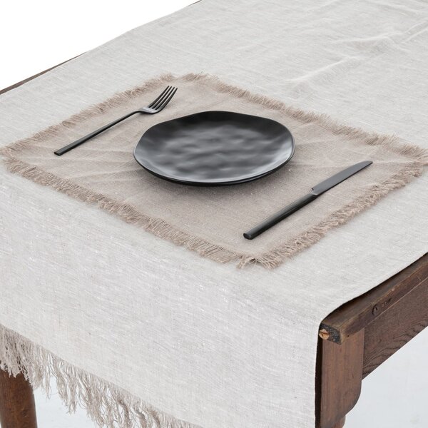 Tom Linen Teríték rojtokkal – Warsa Oatmeal, 30x40 cm