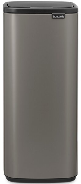 Brabantia Bo Touch Bin nyomófedeles hulladékgyűjtő, karcsú, négyzetes forma, műanyag tartály, 30L - O méret, acél, platinaszürke - 238260
