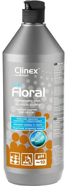 Tekočina za čiščenje tal brez lis, sijaj, vonj CLINEX Floral - Ocean 1L