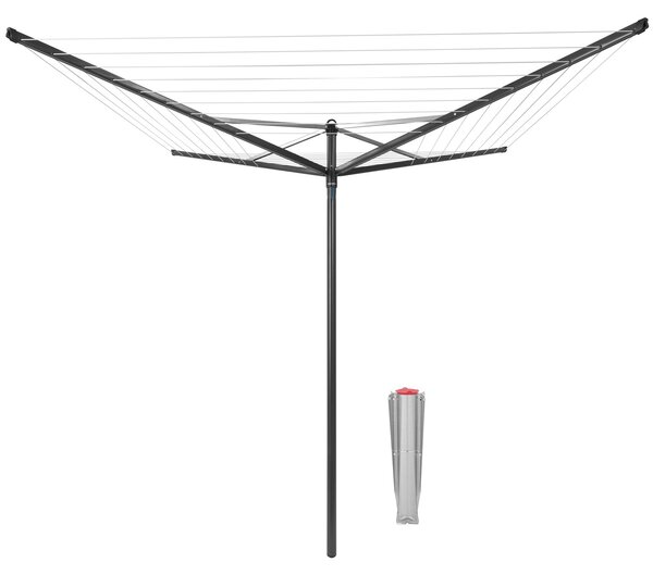 Brabantia Rotary Topspinner kerti ruhaszárító 50m, UV-álló, forgatható, D=45mm, rögzítése földbe szúrható fém konzollal, antracit - 290343