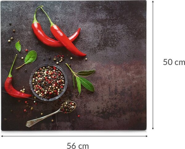 ZELLER Üveg vágódeszka, 56 × 50 cm, chili