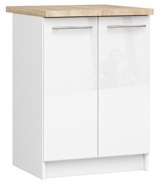 OLIVIA S60 2D konyhaszekrény – fehér / magasfényű fehér