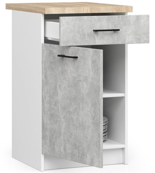 OLIVIA S50 SZ1 konyhaszekrény – fehér / beton színben