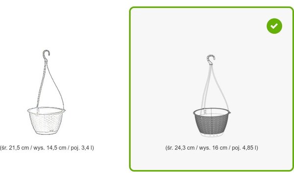 Macetero Colgante Ratolla Round W 4,85l, 243x243x160mm Blanco