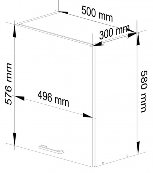 OLIVIA W50 H580 konyhaszekrény – fehér / beton színben