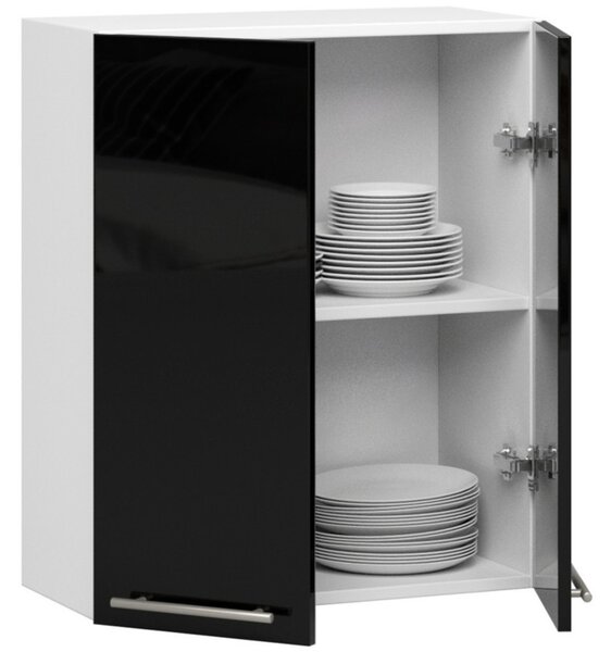OLIVIA W60 H720 konyhaszekrény – fehér / fekete magasfényű színben