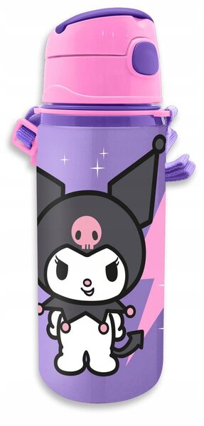 Hello Kitty Kuromi Alumínium Szívószálas Kulacs Akasztóval 600 ml