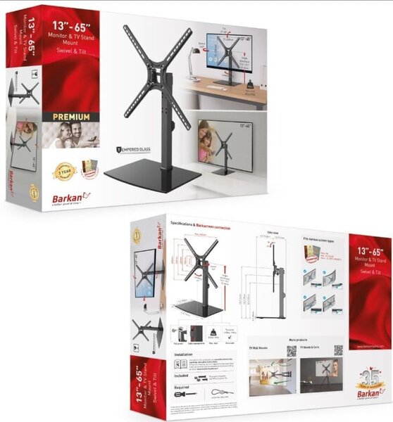 Barkan S320.B TV állvány, padlóra, fix, 29-58", fekete
