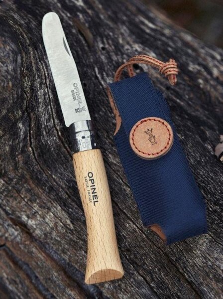 Opinel No.07 My First Opinel Kés Bükkfa Övtokkal