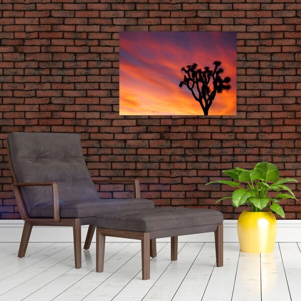Naplemente egy fa sziluettje felett (70x50 cm)