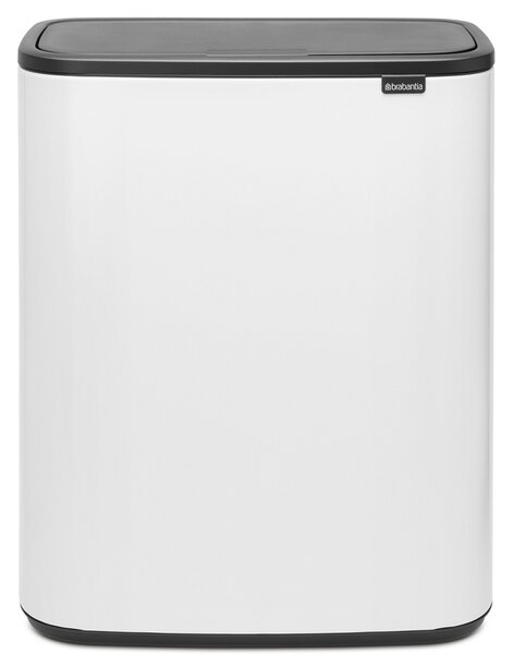 BRABANTIA Bo Touch Bin nyomófedeles hulladékgyűjtő XXL padlón álló műanyag tartály 2x30L - O méret acél fehér - 221408