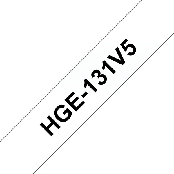 BROTHER szalag HGe-131, Átlátszó alapon Fekete, Nagy sebességű, 12mm 0.47", 8 méter, 5db/csomag