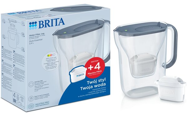 Szűrő kancsó BRITA Style Essential + 4 x Maxtra Pro Pure szűrőbetét