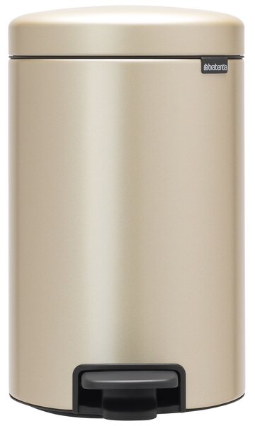 BRABANTIA NewIcon pedálos hulladékgyűjtő szagmentesen záródó Soft-Close fedél műanyag tartály 12L - X méret acél aranyfényű - 304446
