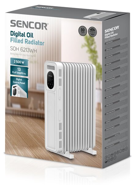Sencor SOH 6213WH Elektromos Olajradiátor 13 tagos 2500W - Fehér