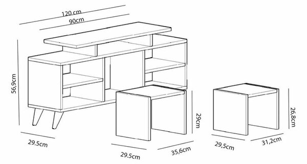 TV asztal/szekrény Kutanetta (fehér + teak)