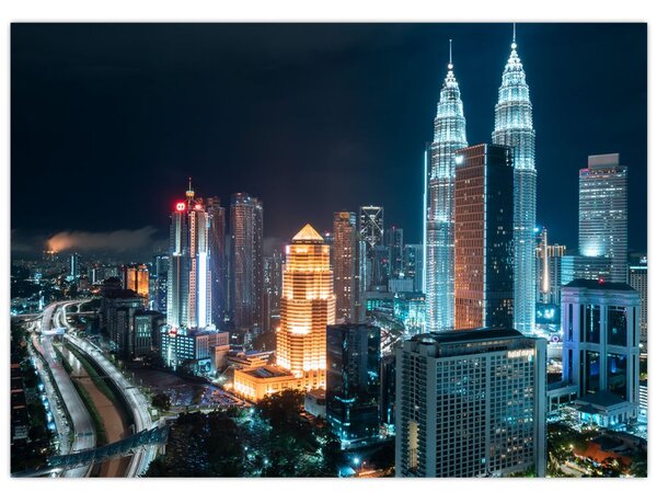 Kép - Éjszaka Kuala Lumpurban (70x50 cm)