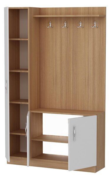 Előszoba fal Neturella (fehér + teak)