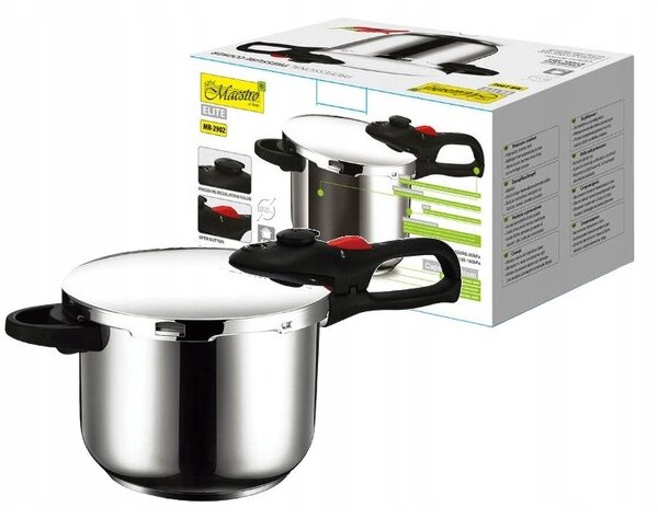 Maestro MR-2902 Rozsdamentes Acél Kukta Fazék Ø 22cm 6L - Ezüst / Fekete