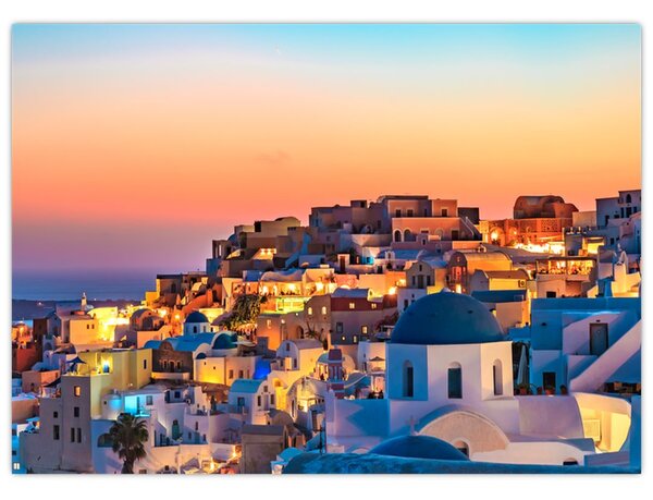 Kép - Santorini alkonyatkor (70x50 cm)